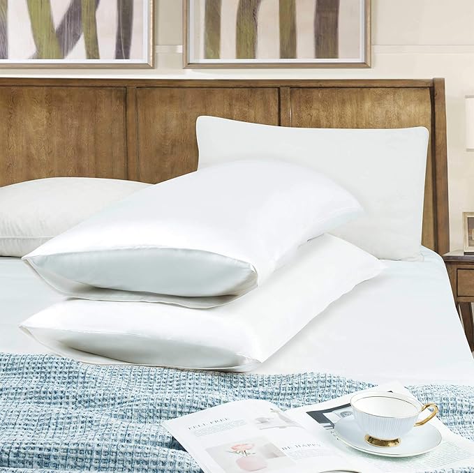 Tyfitb Satin Pillowcase Set for Hair & Skin Care – Cooling, Hypoallergenic, Anti-Frizz, Wrinkle-Free – Soft, Luxurious Pillowcases with Envelope Closure – 2-Pack, Queen Size 20x30, Gift-Ready