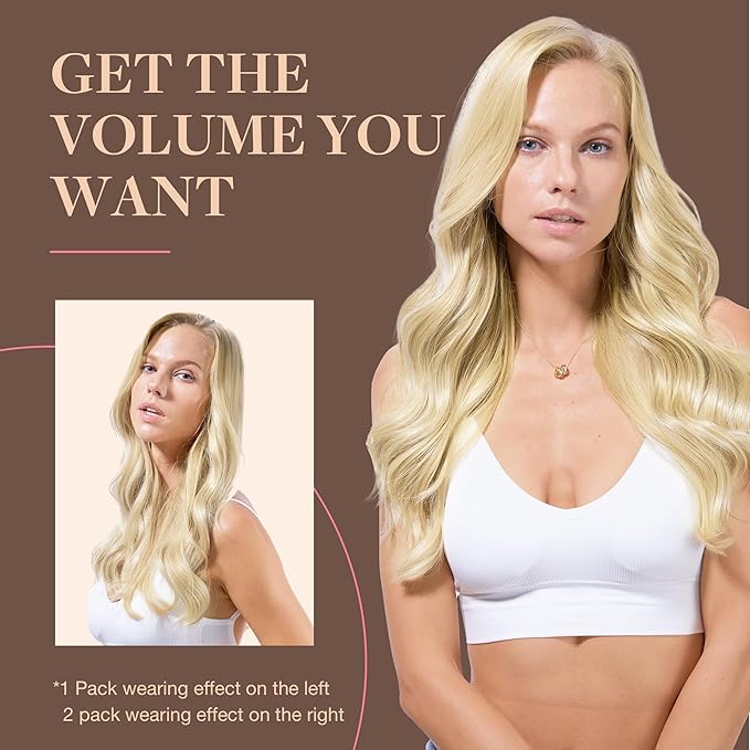 GOO GOO Clip in Hair Extensions Real Human Hair, Remy Human Hair Extensions Clip ins for Women, Natural Human Hair, 20inch 120g 7Pcs, #O7/60F