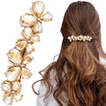Joez Wonderful Rhinestone Hair Clips, Bridal Hair Accessories for Women, Sparkly Crystal Hair Pins, Fancy Hair Barrettes for Wedding, Bride, Long Hair (Champagne Butterfly, 1 Pcs)