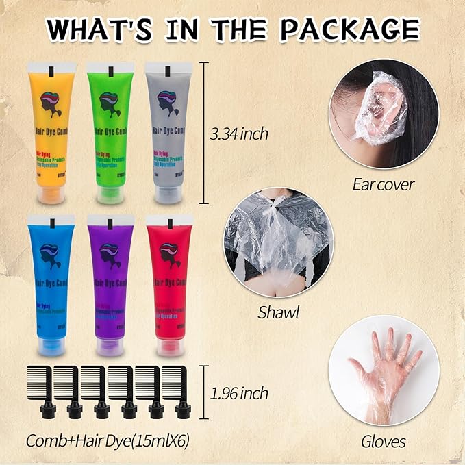 Byhoo 6PCS Temporary Hair Dye for Dark Hair, Hair Chalk for Girls, Kids Hair Dye, Washable Hair Color, Girl Gifts for 7-13 Year Old Girls Birthday