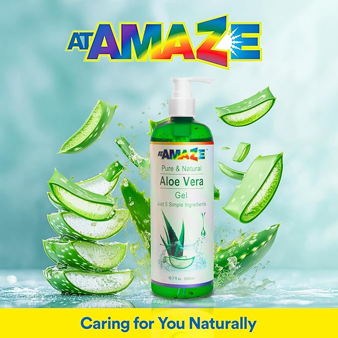 500 ml Pure Aloe Vera Gel for Hair and Skin, Hydrating & Non-Sticky, Soothes Scalp and Skin, No Strong Scent, Lightweight & Fast-Absorbing Pure Aloe Vera Gel for Body, glass bottle.