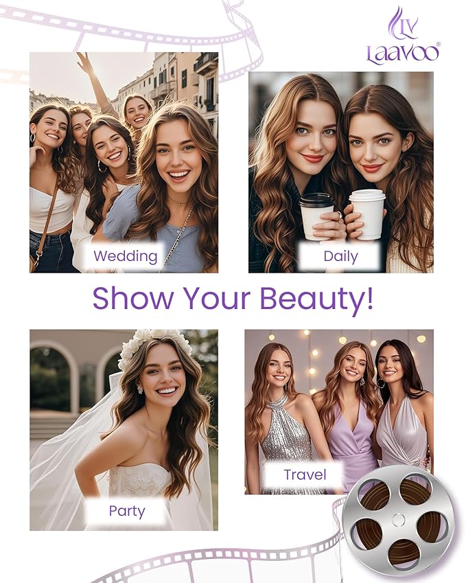 LaaVoo Hair Extensions Tape in Human Hair Balayage Tape Hair Extensions Ombre Chestnut Brown to Light Brown Mix Golden Brown Tape in Extensions Human Hair Seamless 16inch 20pcs 50g