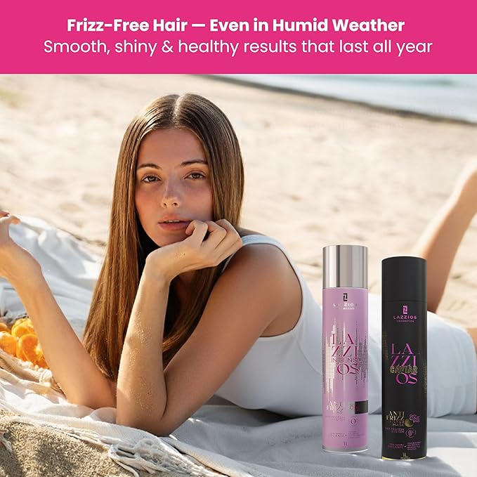 Lazzios Intense Organic Hair Protein – Brazilian Professional Straightening & Smoothing Treatment – Safe Formula with No Toxic Acids, Hyaluronic Acid, Keratin, Caviar & Argan Oil – 1 Liter