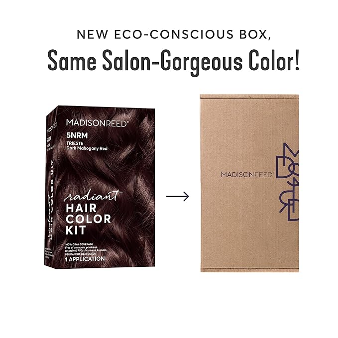 Madison Reed Radiant Hair Color Kit - 5NRM Dark Mahogany Red with Auburn Tones (Trieste Red), Dimensional Gray Hair Blending Permanent Hair Dye, PPD-Free & Ammonia-Free, 2 Pack