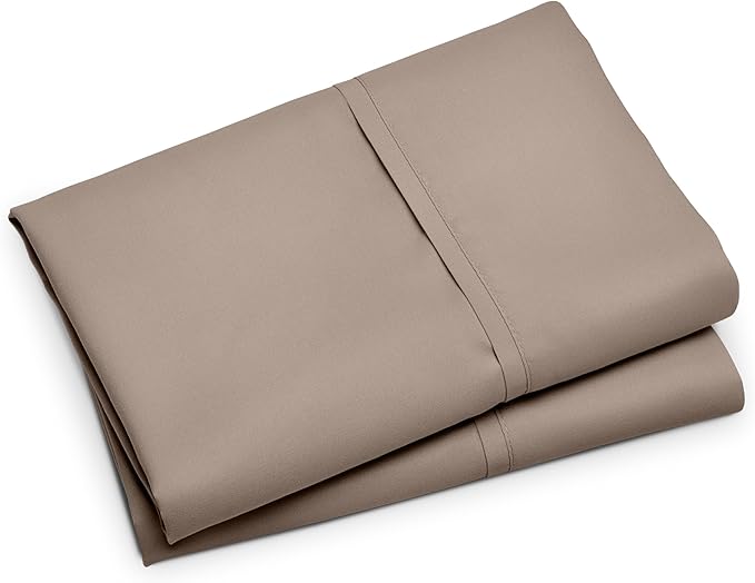 Bare Home Microfiber Pillow Cases - Standard/Queen Size Set of 2 - Cooling Pillowcases - Double Brushed - Taupe Pillowcases 2 Pack - Easy Care (Standard Pillowcase Set of 2, Taupe)