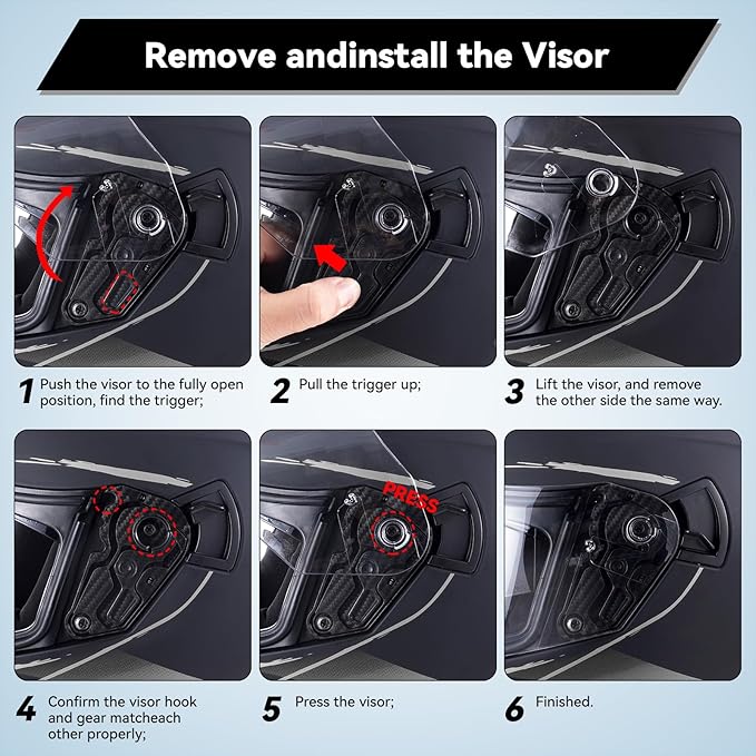 Full Face Motorcycle Helmets for Adult Men Women, DOT Approved Street Bike Racing Helmet Dual Visor Quick Release Buckle, Motorbike ADV Moped Helmet with Extra Clear Visor