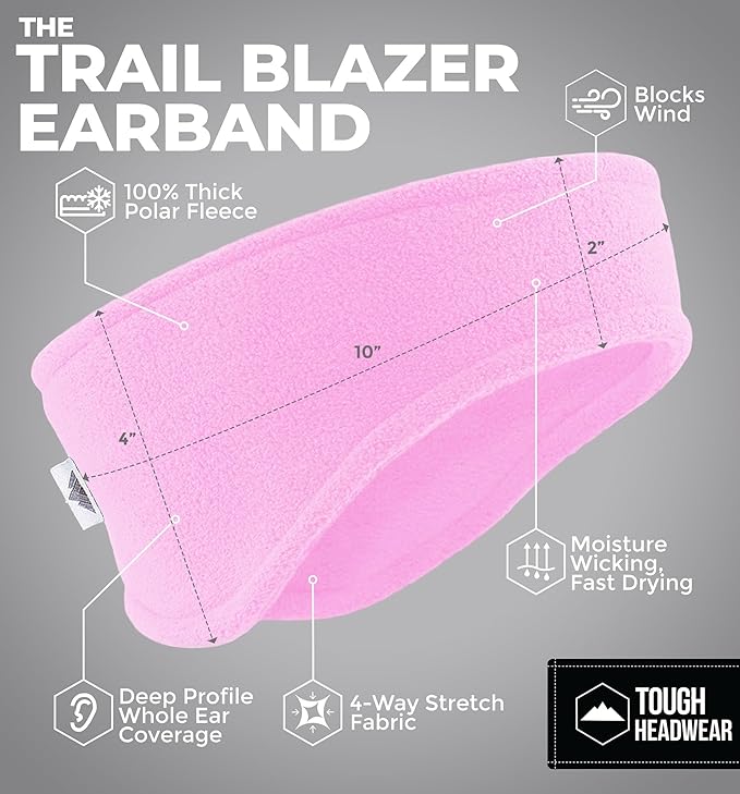 Tough Headwear Winter Headbands for Women - Ear Warmers - Ear Muffs for Winter - Fleece Headband for Men & Women for Cold Weather