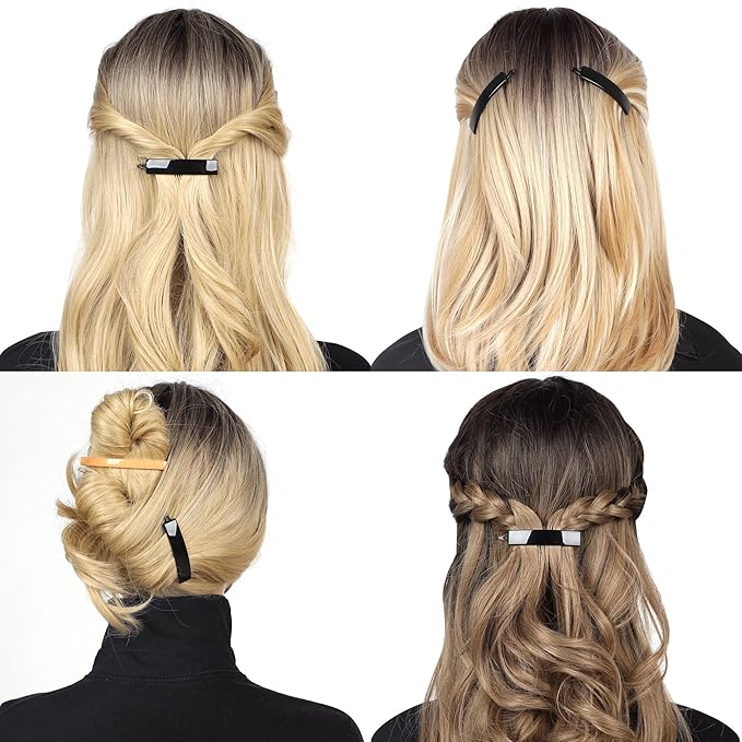 12pcs Hair Barrettes Set for Women and Girls, Hair Clips for Thick Thin Fine Hair, Non-metal Hair Accessories, Non-Slip Grip Handmade Snap Hairpin, BPA Free