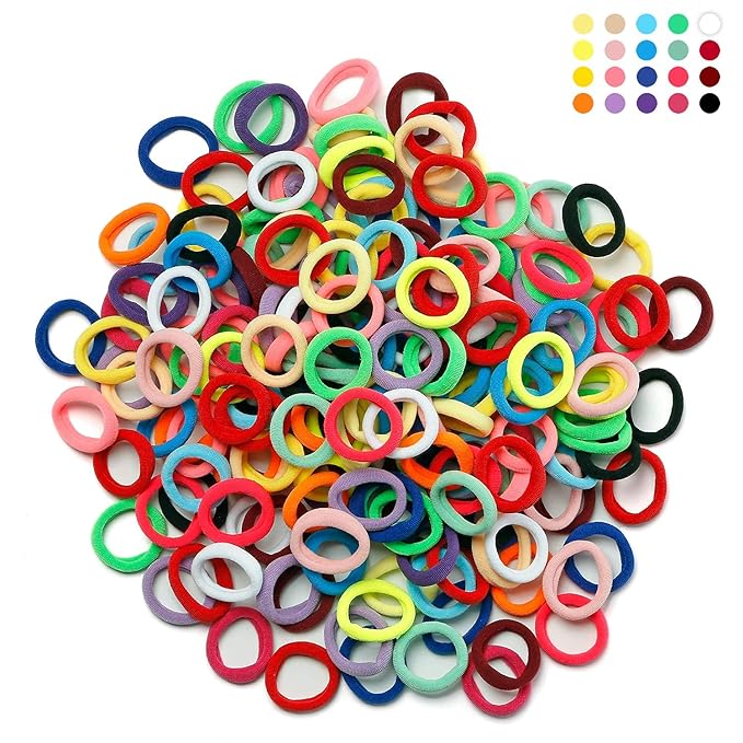 150 Pcs Baby Hair Ties for Kids Toddlers, TailaiMei 20 Colors Small Seamless Elastic Hair Bands, Soft Ponytail Holder for Girls (Rainbow Color, 1.2in)
