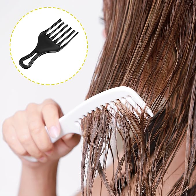 VOCOSTE Afro Pick Comb Small Fork, Hairdressing Styling Tool for Curly Hair for Men Women, Plastic, Black