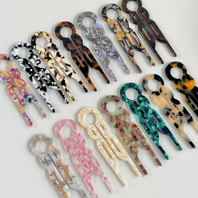 Prestige French Hair Pins, Acetate Leopard Print Hair Pin for Women,Suitable for All Hair Types (Multicolor-A-4PCS)