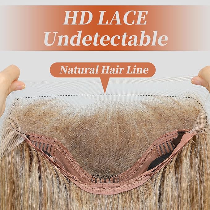 Ombre Blonde Synthetic Lace Front Wigs Pre Plucked 26 Inch Long Wavy 100% Futura Premium 13x4 HD Lace Wigs For Black Women Ready to Wear Beginner Friendly Daily Party Use
