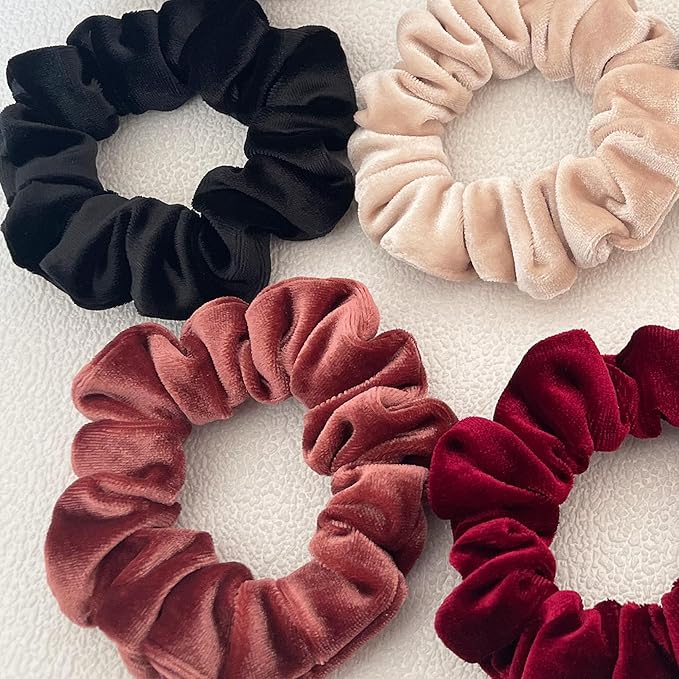 Hair Scrunchies, 6 Pcs Velvet Scrunchies for Women, Soft Hair Ties for Girls, No Damage Hair Scrunchy, Hair Styling Accessories, Gentle No-Slip Scrunchie, Ponytail Holder for Thick/Curly Hair