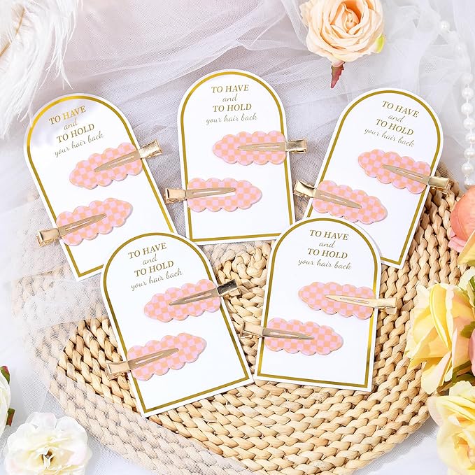 20PCS Bridesmaid Hair Clips No Bend Hair Clips Bridesmaid Hair Accessories Gifts Makeup Creaseless Glitter Hair Clip for Bride Women Girls(20Pcs/10Cards)