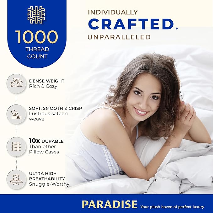THREAD SPREAD 100% Egyptian Cotton Pillow Cases King - High Thread Count Pillowcases King Size Pack of 2, Soft Cooling & Breathable Extra Long Staple Sateen Weave Cotton Pillow Covers for Bed - Silver