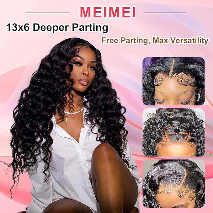 13x6 Loose Wave HD Lace Front Wigs Human Hair 200 Density 32 Inch 100% Real Human Hair 15A Loose Deep Wave Wig Human Hair Pre Plucked, No Synthetic Blend No Tangle No Shedding Triple Lifespan 3X