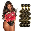 Blonde Body Wave Bundles Human Hair Highlight Bundles 14 14 14 Inch Brazilian Virgin Soft and Silky Remy Hair Extensions Niegmeag 2 Tone Black and Honey Blonde Bundle