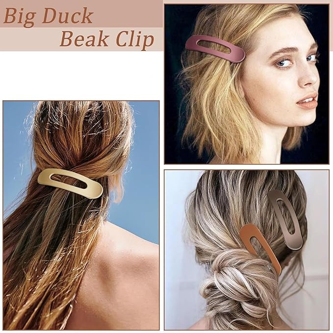 8 Pcs Flat Hair Claw Clips, Matte Flower Hair Clips and Flat Clips, 2 Style Beach Tropical Party Strong Hold Jaw Hair Clips for Women Girls Thin Thick Curly Straight Hair Accessories