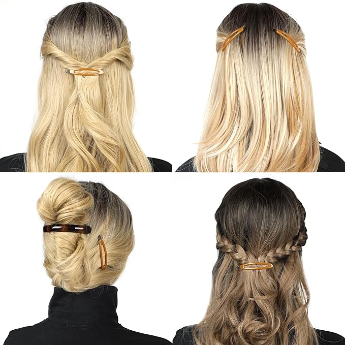 12pcs Hair Barrettes Set for Women and Girls, Hair Clips for Thick Thin Fine Hair, Non-metal Hair Accessories, Non-Slip Grip Handmade Snap Hairpin, BPA Free