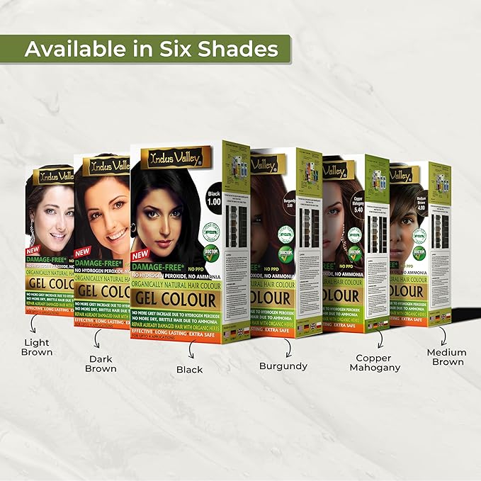 Indus Valley Natural Organic Damage Free Gel Hair Color | Ammonia Free, Vegan & Cruelty Free | Up to 100% Gray Coverage, Long Lasting Results | Light Brown 5.0 (20gram+200ml)