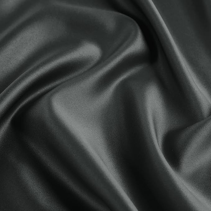 uxcell 2 Pack Silk Satin Pillowcase for Hair and Skin, Cool, Silky, Soft Breathable Pillow Cases Queen Size 20x30 Inch Sateen Pillowcase Black with Envelope Closure