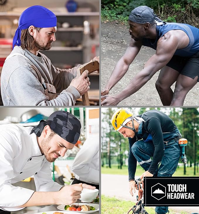 Cooling Helmet Liners - Do Rag Skull Caps for Men - Cooling Head Wraps, Hard Hat Liner - Motorcycle Pirate Bandana