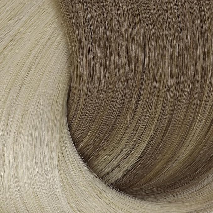 Full Shine Clip in Extensions for Women Ombre Clip in Hair Extensions Ash Brown to Platinum Blonde 22 Inch Seamless Human Hair Clip ins Extension Add Length 120 G 8 PCS