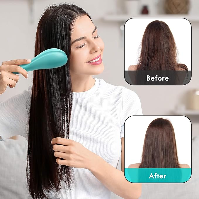 Detangling Hair Brush Set - 2 Pack Detangler Hairbrush with Ultra Soft Bristle for Effortless Tangle Removal - For Dry Wet Damaged Curly Hair for Men Women Girls Boys Kids - Blue & Purple