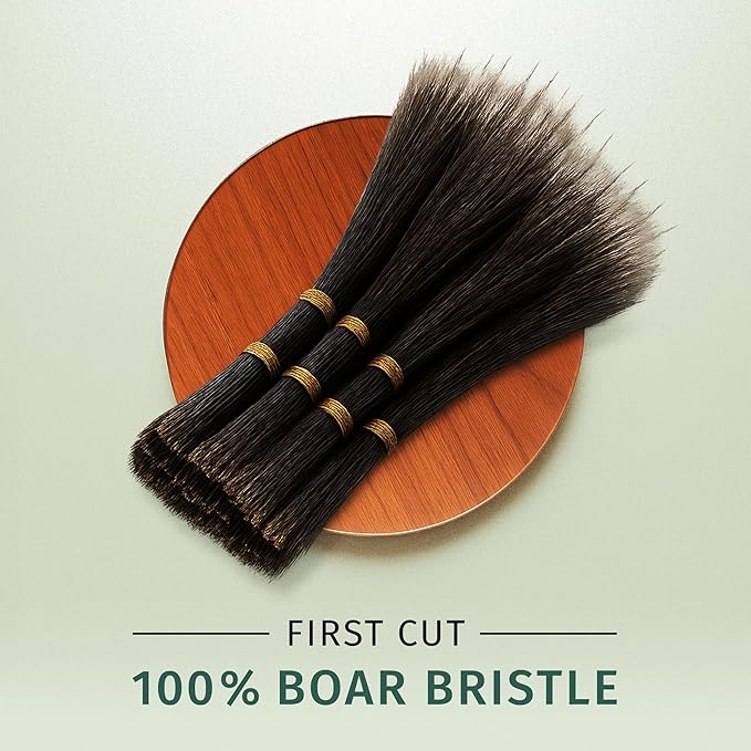 SHASH 100% First Cut Boar Bristle Hair Brush, Suitable For Thin To Normal Hair - Naturally Conditions Hair, Improves Texture, Exfoliates, Stimulates, Made in Germany