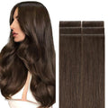 GOO GOO Invisi Edge Tape in Hair Extensions Human Hair, 4A Chocolate Brown, 6pcs 18inch 15g, Virgin Remy Hair, Seamless Injected Tape, Natural Look