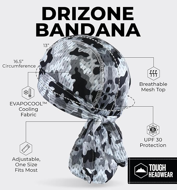 Cooling Helmet Liners - Do Rag Skull Caps for Men - Cooling Head Wraps, Hard Hat Liner - Motorcycle Pirate Bandana