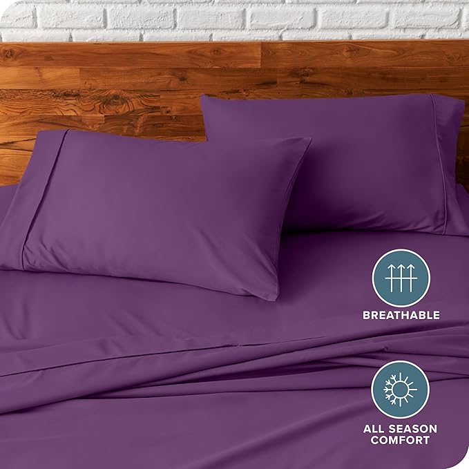 Bare Home Microfiber Pillow Cases - Standard/Queen Size Set of 2 - Cooling Pillowcases - Double Brushed - Plum Pillowcases 2 Pack - Easy Care (Standard Pillowcase Set of 2, Plum)