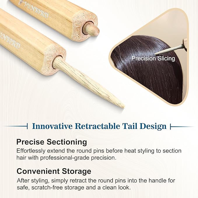 SUNBIRD Round Brush for Blow Drying - Wood Handle Professional Blowout Brush with Aluminium Ceramic Ionic Thermal Barrel for Smooth Hair, Volume & Heat Curly Styling (Outer Diameter2.1Inch)