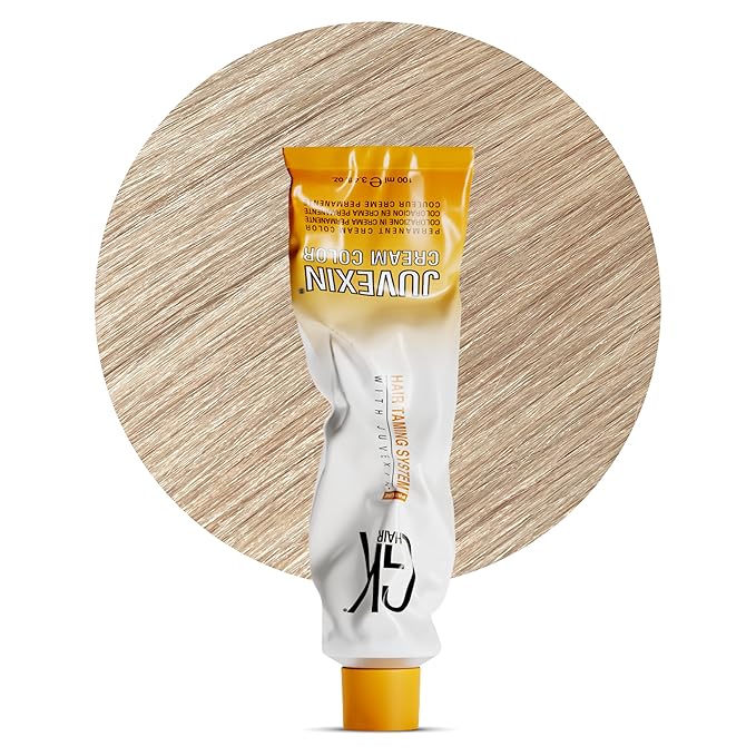 GK HAIR 10 LIGHTEST PLATINUM BLONDE Hair Color Cream Tube 3.4 Fl Oz + 20 Volume Developer 5 Fl Oz - Professional Permanent Long Lasting Toner Dye