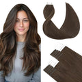 SURNEL Tape in Hair Extensions Human Hair 14 inch 20pcs 50g Straight Tape inHair Extensions Color 4 Medium Brown Hair Extensions(#4-14)