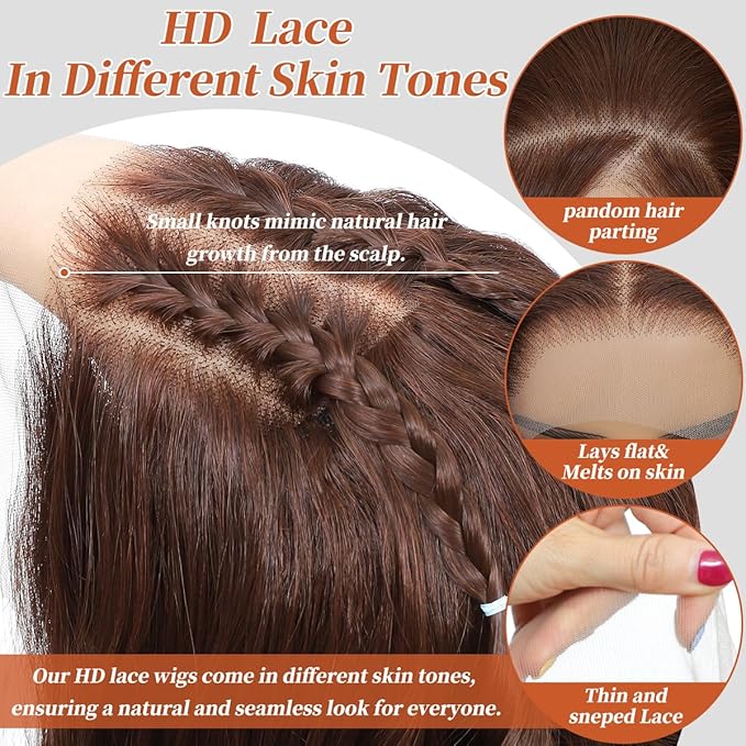 Synthetic Lace Front Wigs Pre Plucked 13x4 HD Lace Long Wavy Auburn 100% Futura Premium Wigs For Black Women Ready to Wear Beginner Friendly 26 Inch Daily Party Use