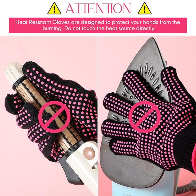 Riyiper 3 Pairs Heat Resistant Gloves for Sublimation, Gloves for Heat Press with Silicone Bumps Applies to Resistant Work, Hair Styling, Universal Fit Size