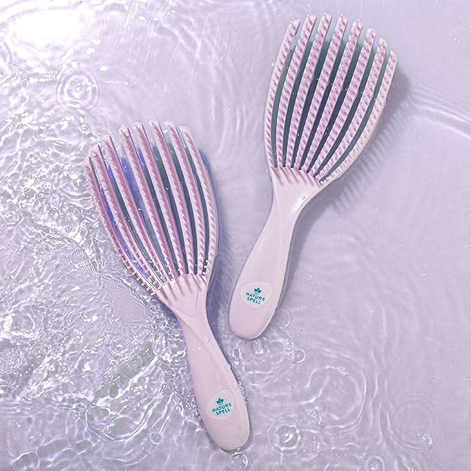 Nature Spell FlexiFlow Detangling Hair Brush, Flexible Strands for Gentle Brushing, Eliminates Knots & Reduces Breakage, Suitable for All Hair Types, Purple