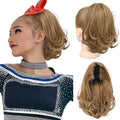 KooKaStyle Ponytail Extension, 10" Short Claw Clip in Pony Tails Hair Extensions Curly Wavy Synthetic Drawstring Hairpieces for Women(Light Blonde Brown)