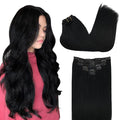 GOO GOO Clip in Hair Extensions Real Human Hair, Remy Human Hair Extensions Clip ins for Women, Natural Human Hair, 20inch 120g 7Pcs, 1 Jet black