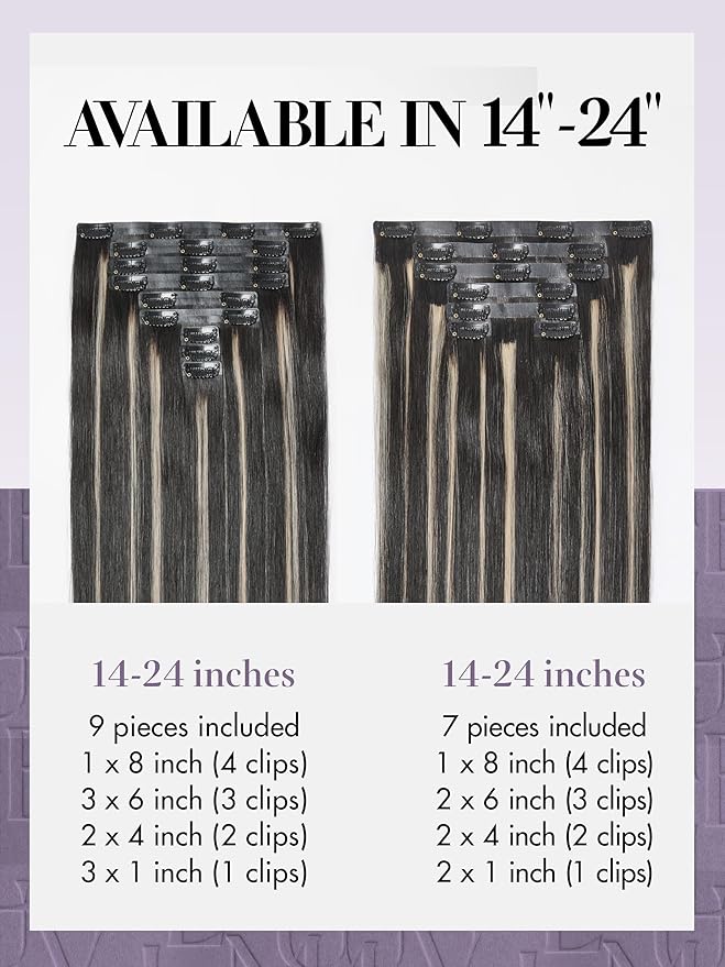 LUVME Balayage Clip in Hair Extensions, 135g 16 Inch Highlight Color Human Hair Extensions Thick Real Human Hair Clip on Double Weft Remy Hair