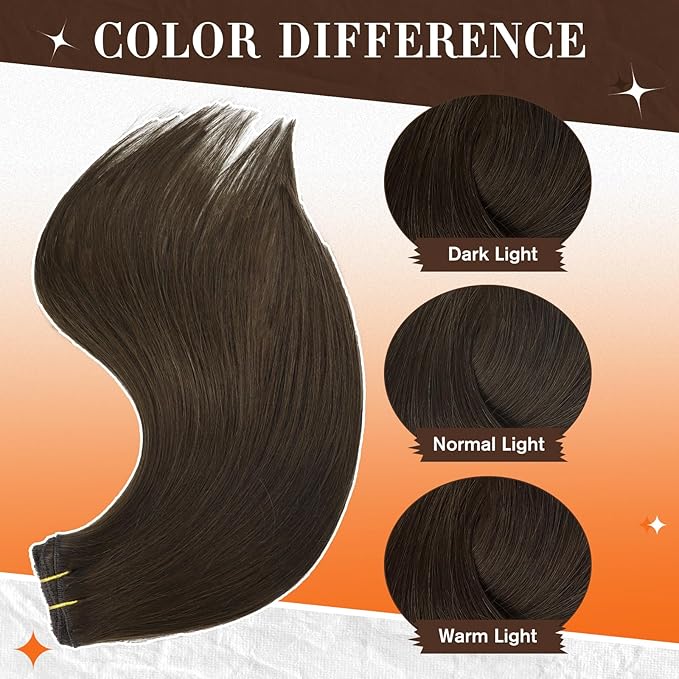Full Shine Real Hair Extensions Clip in Human Hair 10 Inch Dark Brown Clip in Hair Extensions Remy Natural Hair Clip ins for Thin Hair Add Volume 60 Grams 3 PCS