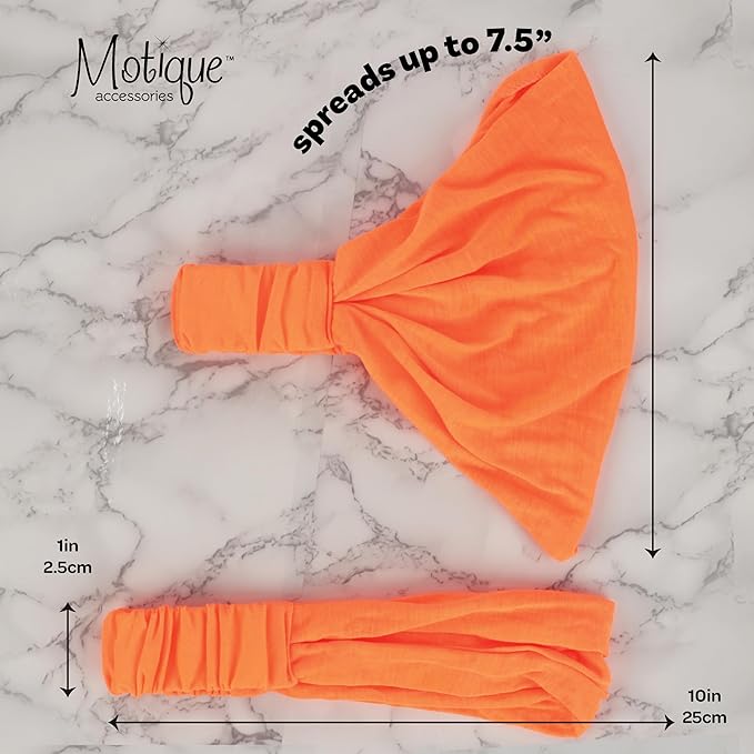 Motique Accessories Orange Wide Cotton Head Band Solid Boho Yoga Style Soft Hairband for Women