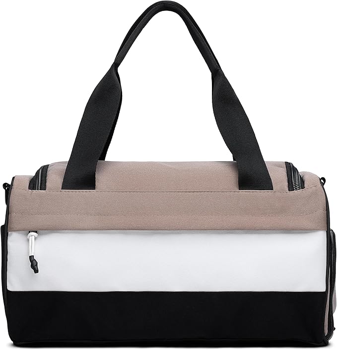 Vooray 22L Boost Duffel Bag – Small Travel & Sports Gym Bag for Women and Men with Shoe Pocket, Weekender for Overnight Football, Travel, Hospital Stays or Workout, Neutral Color Block