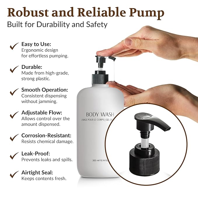 Gallon Shampoo Conditioner and Body Wash Refillable Set with 10.14 oz Matching Pump Bottles 9Pcs Large Capacity Hotel Supplies and Toiletries
