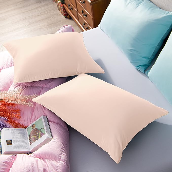NTBAY Zippered Satin Pillow Cases for Hair and Skin, Luxury Queen Hidden Zipper Pillowcases Set of 2, 20x30 Inches, Pink