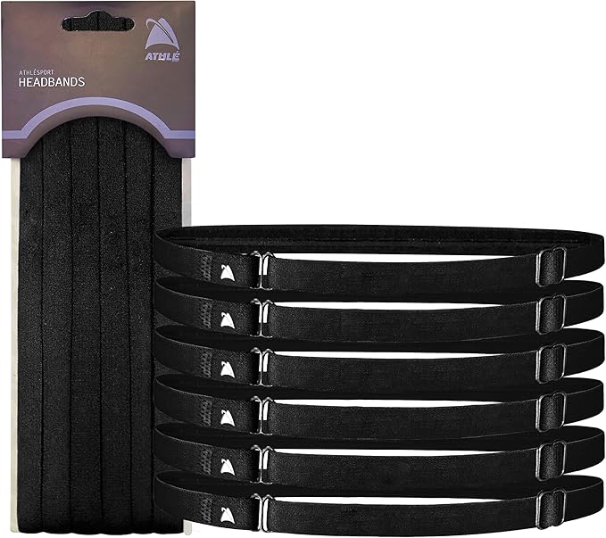 Adjustable Skinny Headbands, Elastic Hair Bands with Non Slip Silicone Grip, Lightweight and Comfortable for Women and Men (Pack of 6)