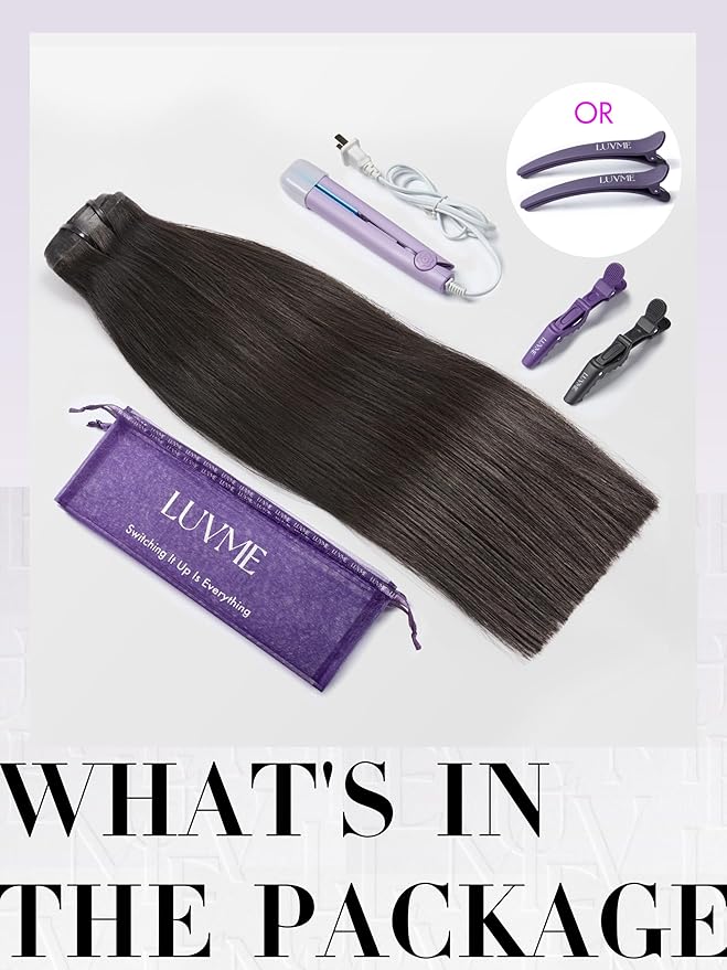 LUVME Clip in Hair Extensions Natural Black Human Hair Extensions Clip ins Silky Straight Hair Extension Real Human 7pcs 135g 28inch