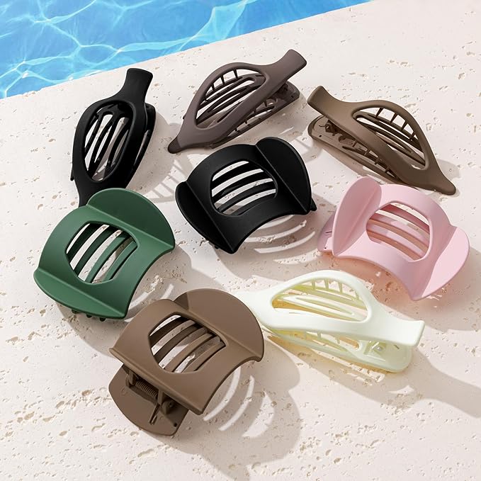 8 PCS Flat Hair Clips for Women French Matte Flat Claw Clips for Thick & Thin Hair No-Slip Hair Barrettes, Strong Hold Styling Accessories