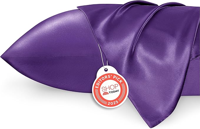 Bedsure Satin Pillowcases, Similar to Silk Pillow Cases Queen Size Set of 2, Purple Pillow Case for Sleeping Women with Envelope Closure, Gifts for Women Men, 20x30 Inches, 2pcs